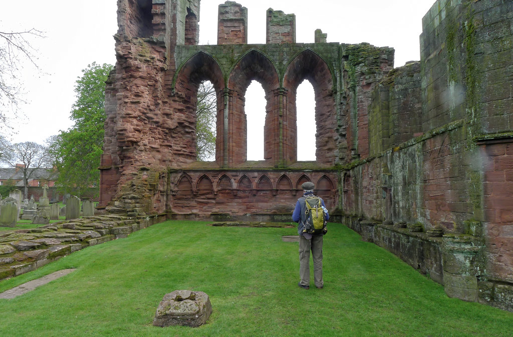 Arbroath_R0259_DxO.jpg - Visiting the site of the Altar of Arbroath Abbey where The Stone of Destiny was placed on 11 April 1951. Perhaps this site was chosen because the Declaration of Arbroath of 1320 was written by the Abbot of Arbroath.