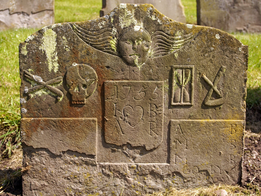 StVigeans_0907.JPG - gravestone in the churchyard at St. Vigean's