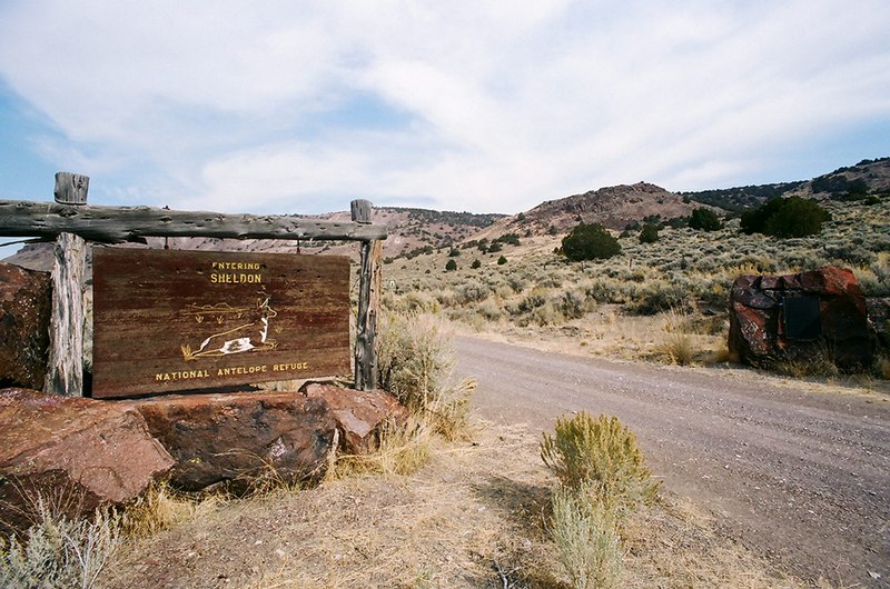 Sheldon019.jpg - West entrance to the Sheldon National Wildlife Refuge. This sign was placed here by the CCC  during the depression.